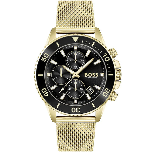 Hugo Boss Admiral Men's Watch 1513906 - Black Dial Gold Steel