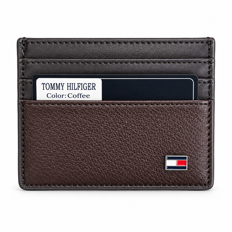 Tommy Hilfiger Men's Brown Leather Card Holder