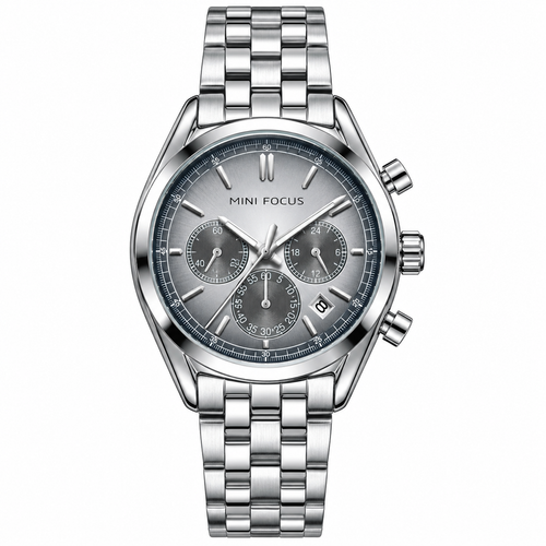Mini Focus MF0638G.01 Men's Chronograph Watch – Silver Stainless Steel
