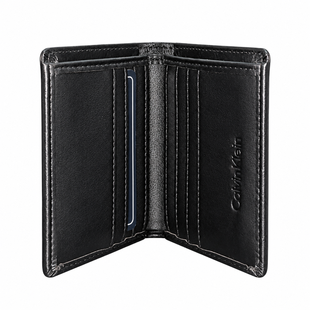 Calvin Klein Men's Black Leather Bifold Wallet
