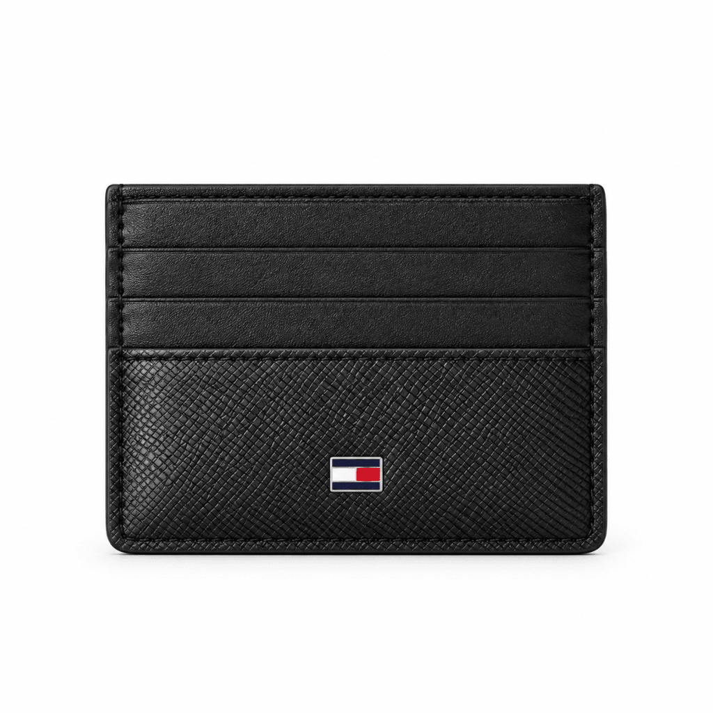 Tommy Hilfiger Men's Black Leather Card Holder