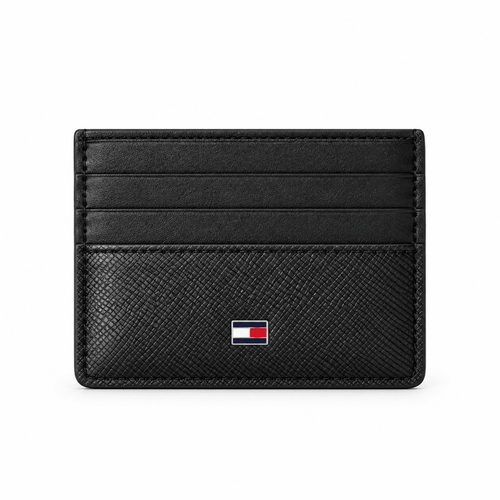 Tommy Hilfiger Men's Black Leather Card Holder