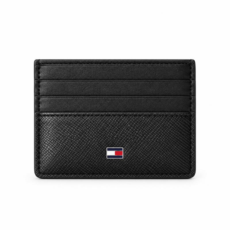 Tommy Hilfiger Men's Black Leather Card Holder