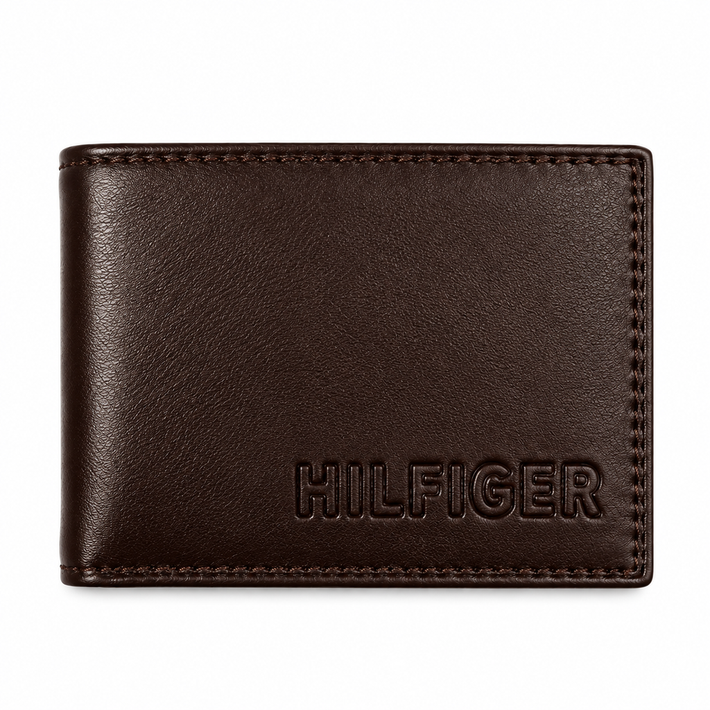 Tommy Hilfiger Men's Coffee Leather Bifold Wallet