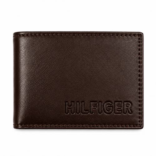 Tommy Hilfiger Men's Coffee Leather Bifold Wallet