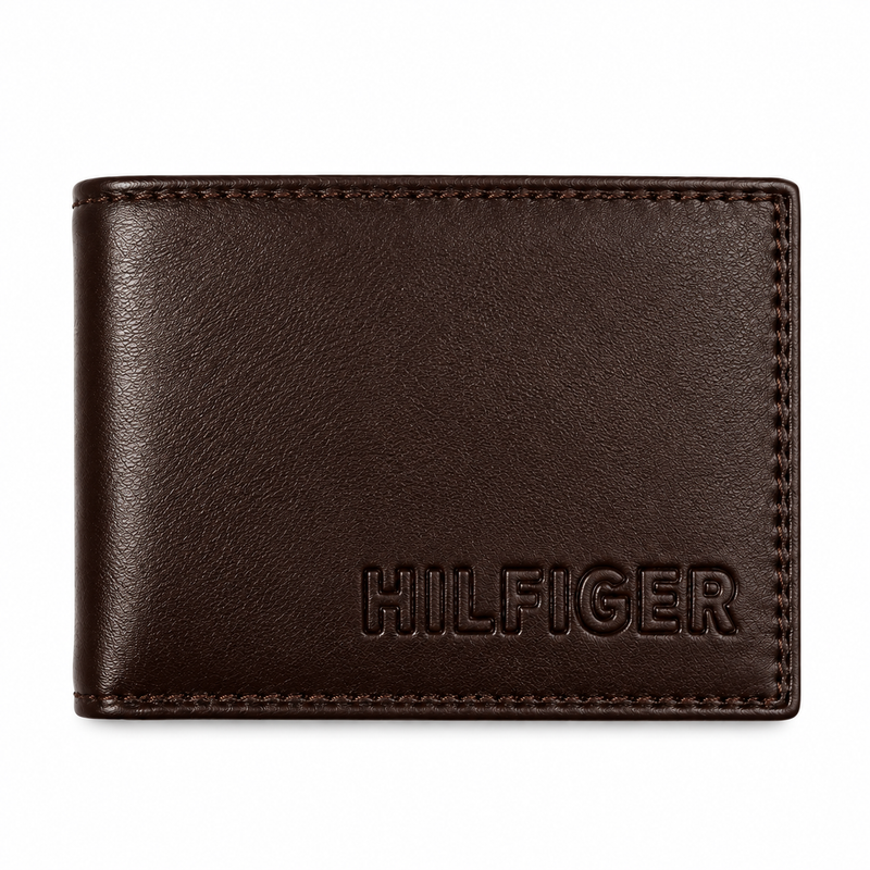 Tommy Hilfiger Men's Coffee Leather Bifold Wallet