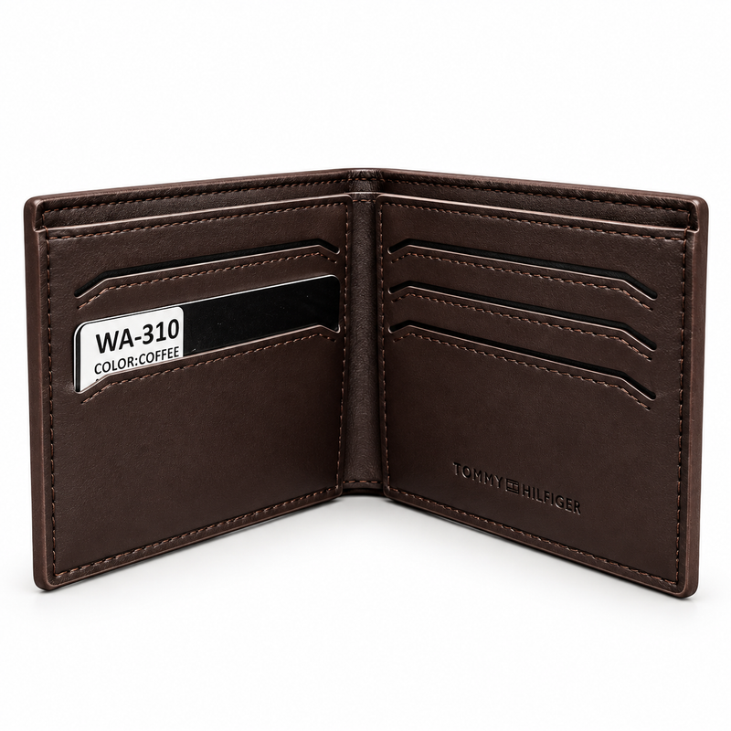 Tommy Hilfiger Men's Coffee Leather Bifold Wallet