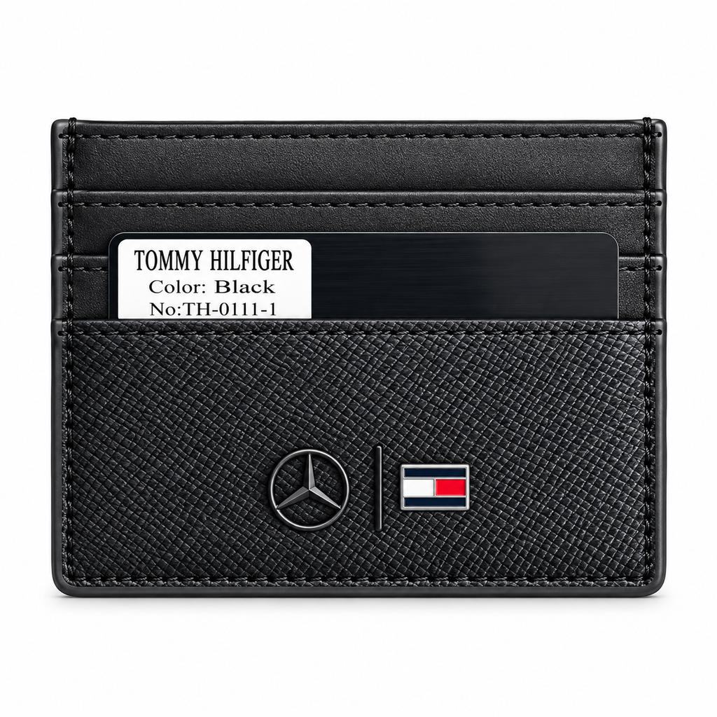 Tommy Hilfiger × Mercedes Men's Black Leather Card Holder