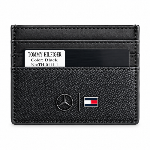 Tommy Hilfiger × Mercedes Men's Black Leather Card Holder
